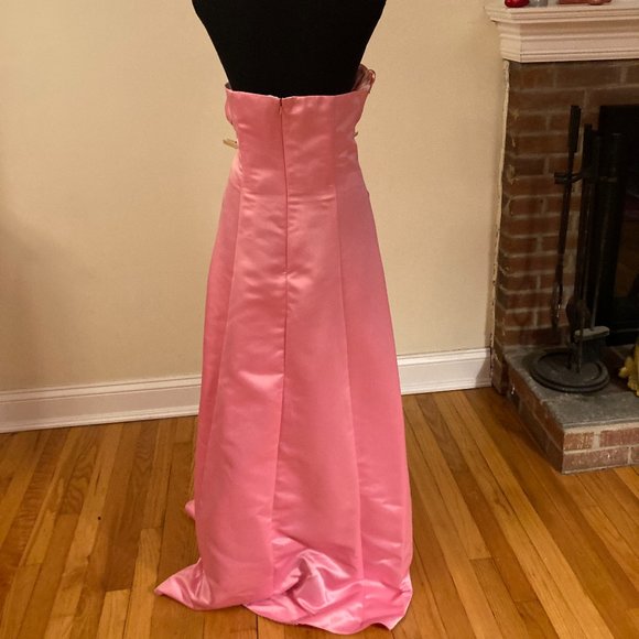 Pink and white strapless prom dress size 15/16 - Picture 2 of 2